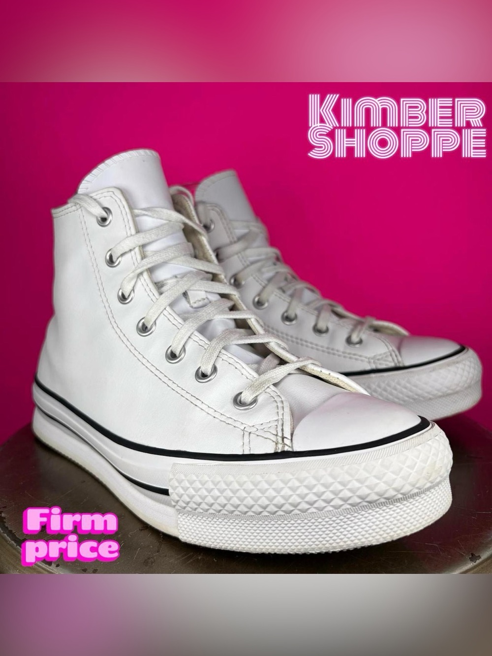 Converse Chuck Taylor All Star Lift Platform White Leather High Top Sneaker US 4